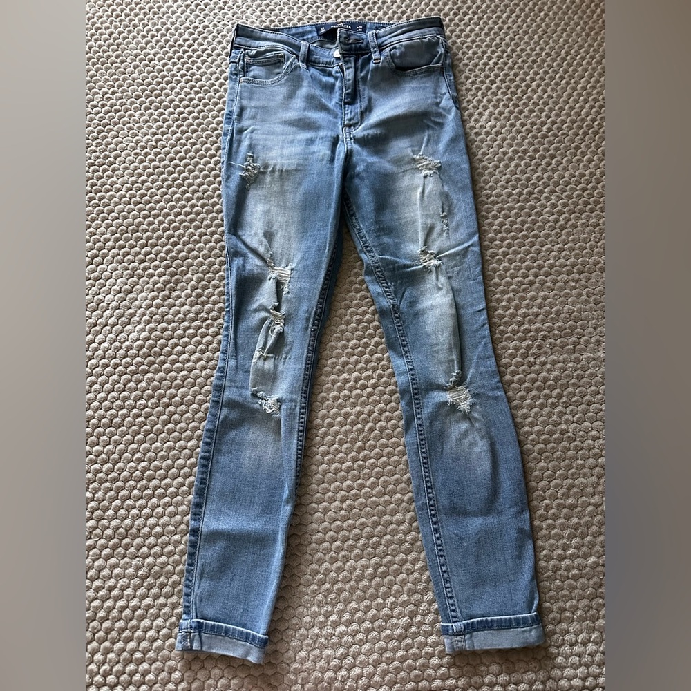 Hollister Light Blue Distressed Skinny Jeans